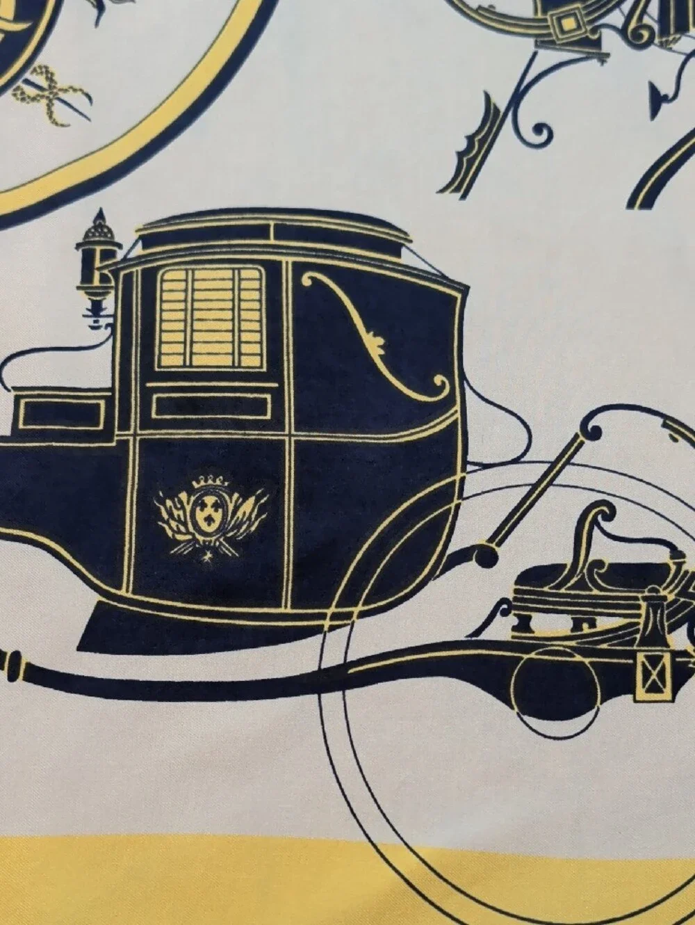Hermes Yellow and Navy Silk Scarf